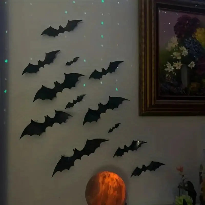 10PCS Halloween 3D Black Bat Wall Stickers Set
