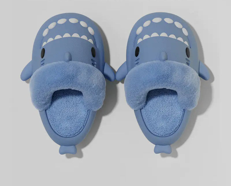 Winter Shark Detachable Warm Fuzzy Slippers for Women