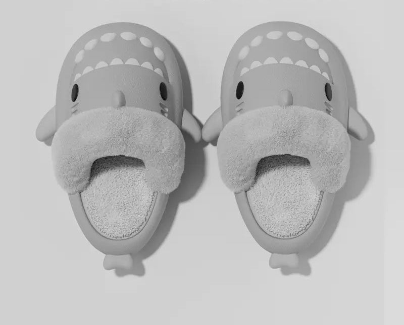 Winter Shark Detachable Warm Fuzzy Slippers for Women