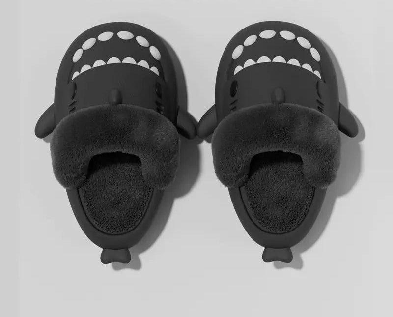 Winter Shark Detachable Warm Fuzzy Slippers for Women