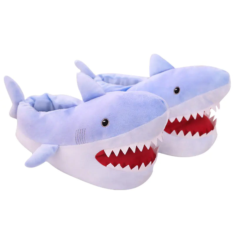 Warm Shark Plush Slippers - Cartoon Cotton Design