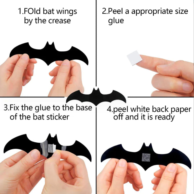 10PCS Halloween 3D Black Bat Wall Stickers Set