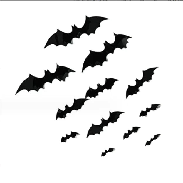 10PCS Halloween 3D Black Bat Wall Stickers Set