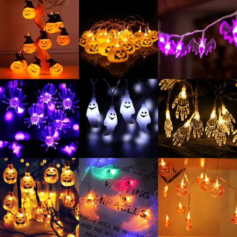 Halloween Pumpkin Lantern LED Ghost Bat String Lights