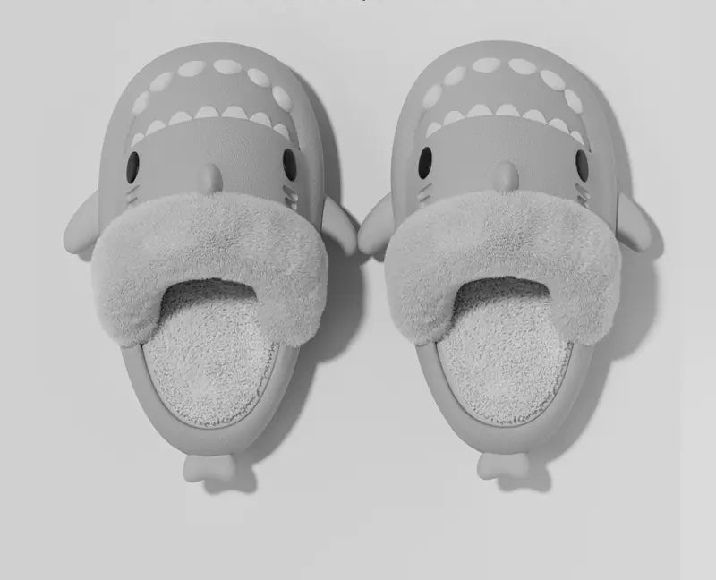 Winter Shark Detachable Warm Fuzzy Slippers for Women